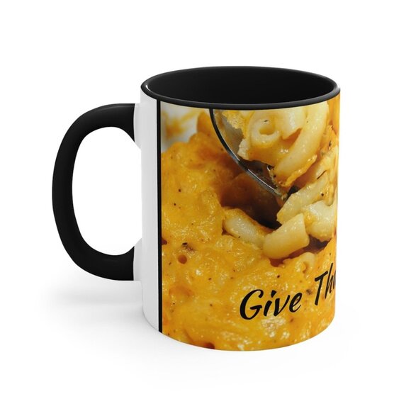 Give Thanks Always Personalized Mac and Cheese Ceramic Coffee Mug - Picture 4 of 4